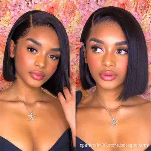 Wholesale Bob Lace Wigs for Black Women Raw Human Hair 4x4 5x5 6x6 7x7 13x4 HD Transparent Lace Frontal Wig 13x4x1 T-Part BobWig